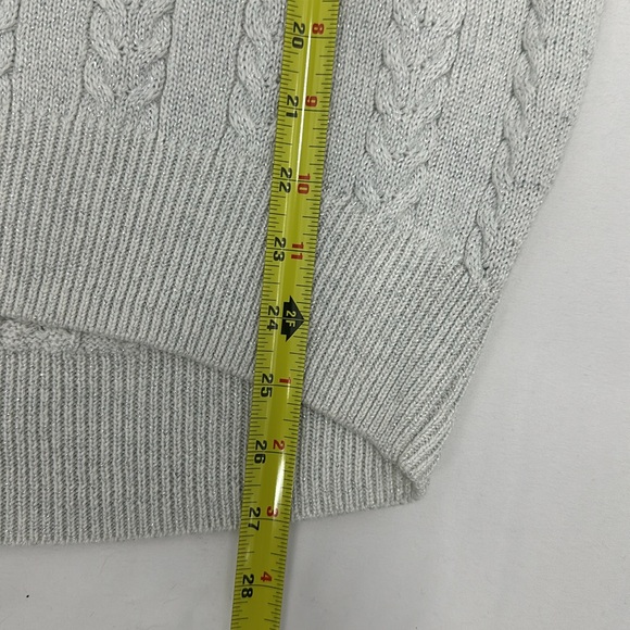Athleta Crossroads Crew Sweater. Bright White Metallic Cable Knit Wool Blend - Picture 4 of 7